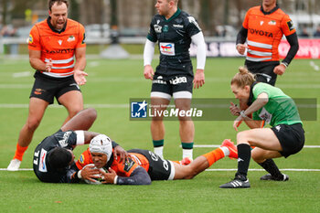 2024-01-14 - Try Munier Hartzenberg of Toyota Cheetah's during the EPCR Challenge Cup rugby union match between Toyota Cheetahs and Section Paloise (Pau) on January 14, 2024 at NRCA Amsterdam in Amsterdam, Netherlands - RUGBY - CHALLENGE CUP - CHEETAHS V PAU - CHALLENGE CUP - RUGBY
