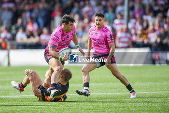 2024-05-04 - Benetton Treviso Centre Tommaso Menoncello (13) is tackled by Gloucester Rugby Centre Chris Harris (13) during the European Rugby Challenge Cup, semi-final rugby union match between Gloucester Rugby and Benetton Rugby on 4 May 2024 at the Kingsholm Stadium in Gloucester, England - RUGBY - CHALLENGE CUP - GLOUCESTER V BENETTON RUGBY - CHALLENGE CUP - RUGBY