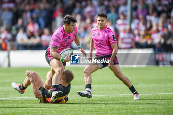 04/05/2024 - Benetton Treviso Centre Tommaso Menoncello (13) is tackled by Gloucester Rugby Centre Chris Harris (13) during the European Rugby Challenge Cup, semi-final rugby union match between Gloucester Rugby and Benetton Rugby on 4 May 2024 at the Kingsholm Stadium in Gloucester, England - RUGBY - CHALLENGE CUP - GLOUCESTER V BENETTON RUGBY - CHALLENGE CUP - RUGBY