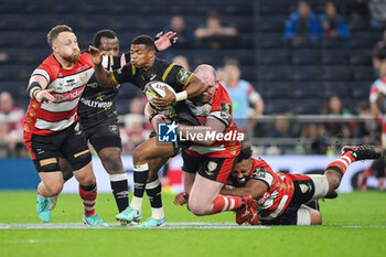 24/05/2024 - Hollywoodbets Sharks Scrum-half Grant Williams (9) and Ruan Ackermann (6), Fraser Balmain (3) & Jamal Ford-Robinson (1) of Gloucester Rugby during the European Rugby Challenge Cup, Final rugby union match between Gloucester Rugby and Hollywoodbets Sharks on 24 May 2024 at Tottenham Hotspur Stadium in London, England - RUGBY - CHALLENGE CUP - FINAL - GLOUCESTER V SHARKS - CHALLENGE CUP - RUGBY