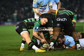 2024-01-12 - Northampton Saints centre Tom James during the Champions Cup, rugby union match between Northampton Saints and Aviron Bayonnais (Bayonne) on 12 January 2024 at Franklins Gardens in Northampton, England - RUGBY - CHAMPIONS CUP - NORTHAMPTON V BAYONNE - CHAMPIONS CUP - RUGBY