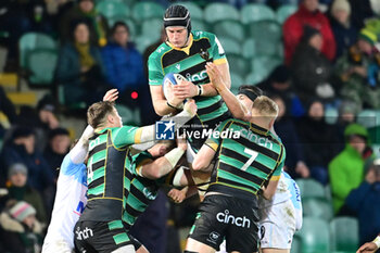 2024-01-12 - Northampton Saints lock Alex Coles during the Champions Cup, rugby union match between Northampton Saints and Aviron Bayonnais (Bayonne) on 12 January 2024 at Franklins Gardens in Northampton, England - RUGBY - CHAMPIONS CUP - NORTHAMPTON V BAYONNE - CHAMPIONS CUP - RUGBY