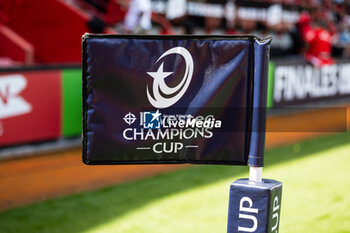 2024-04-14 - General view, corner flag illustration during the European Rugby Champions Cup, quarter final, rugby union match between Stade Toulousain (Toulouse) and Exeter Chiefs on 14 April 2024 at Stade Ernest-Wallon in Toulouse, France - RUGBY - CHAMPIONS CUP - TOULOUSE V EXETER - CHAMPIONS CUP - RUGBY