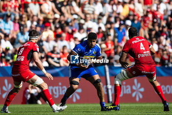 2024-04-14 - Rusi Tuima of Exeter Chiefs and Alexandre Roumat, Richie Arnold of Toulouse during the European Rugby Champions Cup, quarter final, rugby union match between Stade Toulousain (Toulouse) and Exeter Chiefs on 14 April 2024 at Stade Ernest-Wallon in Toulouse, France - RUGBY - CHAMPIONS CUP - TOULOUSE V EXETER - CHAMPIONS CUP - RUGBY