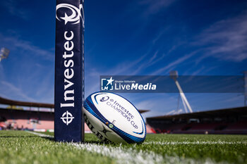 2024-04-14 - General view, Investec sponspor during the European Rugby Champions Cup, quarter final, rugby union match between Stade Toulousain (Toulouse) and Exeter Chiefs on 14 April 2024 at Stade Ernest-Wallon in Toulouse, France - RUGBY - CHAMPIONS CUP - TOULOUSE V EXETER - CHAMPIONS CUP - RUGBY