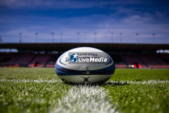 14/04/2024 - Official match ball during the European Rugby Champions Cup, quarter final, rugby union match between Stade Toulousain (Toulouse) and Exeter Chiefs on 14 April 2024 at Stade Ernest-Wallon in Toulouse, France - RUGBY - CHAMPIONS CUP - TOULOUSE V EXETER - HEINEKEN CHAMPIONS CUP - RUGBY