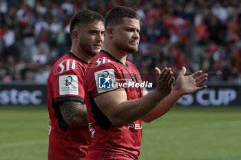 2024-05-05 - Cyril Baille, Julien Marchand of Stade Toulousain salute the supporters following the Champions Cup, Semi-finals, rugby union match between Stade Toulousain (Toulouse) and Harlequins on May 5, 2024 at the Stadium of Toulouse in Toulouse, France - RUGBY - CHAMPIONS CUP - TOULOUSE V HARLEQUINS - CHAMPIONS CUP - RUGBY