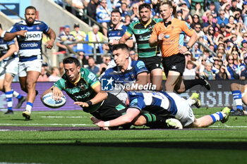 2024-06-08 - Northampton Saints scrum half Alex Mitchell (9) scores a try during the English championship, Gallagher Premiership Rugby Union Final match between Northampton Saints and Bath Rugby on 8 June 2024 at Twickenham stadium in Richmond, London, England - RUGBY - ENGLISH CHAMPIONSHIP - FINAL - NORTHAMPTON V BATH - PREMERSHIP RUGBY UNION - RUGBY