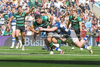 2024-06-08 - Northampton Saints scrum half Alex Mitchell (9) scores a try during the English championship, Gallagher Premiership Rugby Union Final match between Northampton Saints and Bath Rugby on 8 June 2024 at Twickenham stadium in Richmond, London, England - RUGBY - ENGLISH CHAMPIONSHIP - FINAL - NORTHAMPTON V BATH - PREMERSHIP RUGBY UNION - RUGBY