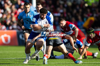 2024-10-12 - Alfie Barbeary of Bath Rugby and Tomos Williams of Gloucester Rugby during the English championship Gallagher Premiership Rugby Union match between Gloucester Rugby and Bath Rugby on 12 October 2024 at the Kingsholm Stadium in Gloucester, England - RUGBY - ENGLISH CHAMPIONSHIP - GLOUCESTER V BATH - PREMERSHIP RUGBY UNION - RUGBY