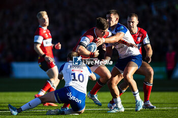 2024-10-12 - Charlie Atkinson of Gloucester Rugby under pressure from Cameron Redpath of Bath Rugby during the English championship Gallagher Premiership Rugby Union match between Gloucester Rugby and Bath Rugby on 12 October 2024 at the Kingsholm Stadium in Gloucester, England - RUGBY - ENGLISH CHAMPIONSHIP - GLOUCESTER V BATH - PREMERSHIP RUGBY UNION - RUGBY