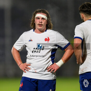 2024-02-09 - Leo Chauvin of France during the 2024 Under 20 Six Nations championship, rugby union match between Scotland and France on 9 February 2024 at the Hive Stadium in Edinburgh, Scotland - RUGBY - U20 SIX NATIONS 2024 - SCOTLAND V FRANCE - SIX NATIONS - RUGBY