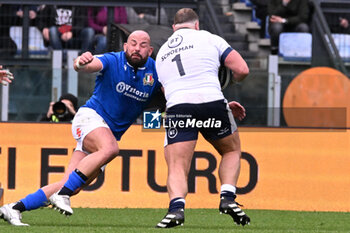 2024-03-09 - Tackle during the Six Nations Championship match between Italy and Scotland on 9 march at Stadio Olimpico in Rome, Italy - ITALY VS SCOTLAND - SIX NATIONS - RUGBY