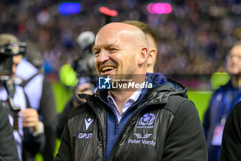 2024-02-24 - Scotland head coach, Gregor Townsend celebrates at full time during the 2024 Six nations Championship, rugby union match between Scotland and England on 24 February 2024 at Scottish Gas Murrayfield in Edinburgh, Scotland - RUGBY - SIX NATIONS 2024 - SCOTLAND V ENGLAND - SIX NATIONS - RUGBY