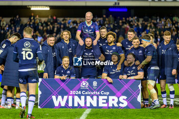 2024-02-24 - Scotland team celebrates at full time during the 2024 Six nations Championship, rugby union match between Scotland and England on 24 February 2024 at Scottish Gas Murrayfield in Edinburgh, Scotland - RUGBY - SIX NATIONS 2024 - SCOTLAND V ENGLAND - SIX NATIONS - RUGBY