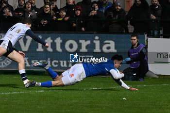 2024-03-08 - Mirko Belloni ( Italy U20 ) scores a try during the Six Nations Under 20s Championship match between Italy U20 and Scotland U20 on 8 march at Stadio Monigo in Treviso, Italy - U20 SIX NATIONS - ITALY VS SCOTLAND - SIX NATIONS - RUGBY