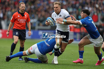 2024-03-09 - Rome, Italy 09.03.2024: Fergus Watson (SCO) tackled by Mirko Belloni (ITA) during the Guinness Six Nations 2024 tournament match between Italy and Scotland at Stadio Olimpico on March 09, 2024 in Rome, Italy.
 - ITALY VS SCOTLAND - SIX NATIONS - RUGBY
