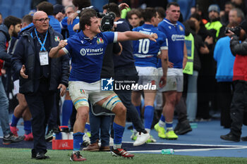 2024-03-09 - Rome, Italy 09.03.2024: Nicholas Gasperini (ITA) celebrates the victory after 11 years at the end of the Guinness Six Nations 2024 tournament match between Italy and Scotland at Stadio Olimpico on March 09, 2024 in Rome, Italy.
 - ITALY VS SCOTLAND - SIX NATIONS - RUGBY