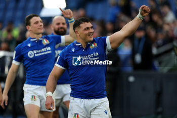 2024-03-09 - Rome, Italy 09.03.2024: Danilo FISCHETTI (italy) celebrates the victory at the end of the Guinness Six Nations 2024 tournament match between Italy and Scotland at Stadio Olimpico on March 09, 2024 in Rome, Italy.
 - ITALY VS SCOTLAND - SIX NATIONS - RUGBY