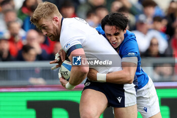 2024-03-09 - Rome, Italy 09.03.2024: Kyle Steyn (Scotland) fights for the ball with Ange Capuozzo during the Guinness Six Nations 2024 tournament match between Italy and Scotland at Stadio Olimpico on March 09, 2024 in Rome, Italy.
 - ITALY VS SCOTLAND - SIX NATIONS - RUGBY