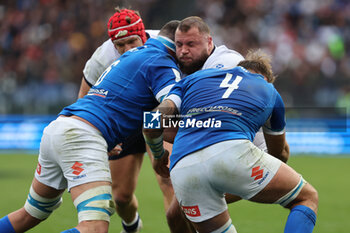 2024-03-09 - Rome, Italy 09.03.2024: Pierre Schoeman (Scotland) tackled by Sebastian NEGRI (italy), Niccolo CANNONE (italy) during the Guinness Six Nations 2024 tournament match between Italy and Scotland at Stadio Olimpico on March 09, 2024 in Rome, Italy.
 - ITALY VS SCOTLAND - SIX NATIONS - RUGBY