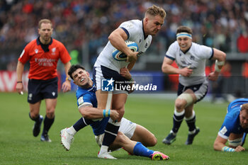 2024-03-09 - Rome, Italy 09.03.2024: Duhan van der Merwe (Scotland) tackled by Tommaso MENONCELLO (italy) during the Guinness Six Nations 2024 tournament match between Italy and Scotland at Stadio Olimpico on March 09, 2024 in Rome, Italy.
 - ITALY VS SCOTLAND - SIX NATIONS - RUGBY