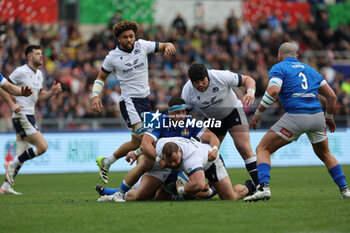 2024-03-09 - Rome, Italy 09.03.2024: Pierre Schoeman (Scotland) tackled by Danilo FISCHETTI (italy) during the Guinness Six Nations 2024 tournament match between Italy and Scotland at Stadio Olimpico on March 09, 2024 in Rome, Italy.
 - ITALY VS SCOTLAND - SIX NATIONS - RUGBY