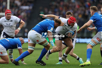 2024-03-09 - Rome, Italy 09.03.2024: George Turner (Scotland) tackled by Niccolo CANNONE (italy) during the Guinness Six Nations 2024 tournament match between Italy and Scotland at Stadio Olimpico on March 09, 2024 in Rome, Italy.
 - ITALY VS SCOTLAND - SIX NATIONS - RUGBY