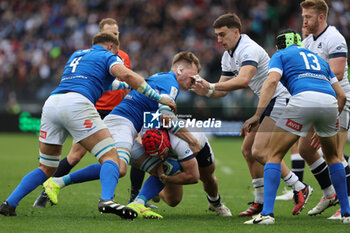 2024-03-09 - Rome, Italy 09.03.2024: George Turner (Scotland) tackled by Federico RUZZA (italy) during the Guinness Six Nations 2024 tournament match between Italy and Scotland at Stadio Olimpico on March 09, 2024 in Rome, Italy.
 - ITALY VS SCOTLAND - SIX NATIONS - RUGBY