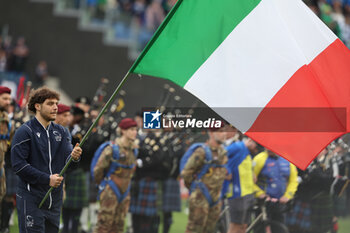 2024-03-09 - Rome, Italy 09.03.2024: boy waving Italian flag during anthem in the Guinness Six Nations 2024 tournament match between Italy and Scotland at Stadio Olimpico on March 09, 2024 in Rome, Italy.
 - ITALY VS SCOTLAND - SIX NATIONS - RUGBY