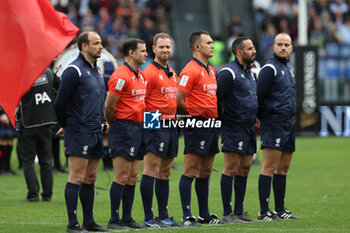 2024-03-09 - Rome, Italy 09.03.2024: referee Angus Oardner, Karl Dickson, Adam Leal before the Guinness Six Nations 2024 tournament match between Italy and Scotland at Stadio Olimpico on March 09, 2024 in Rome, Italy.
 - ITALY VS SCOTLAND - SIX NATIONS - RUGBY