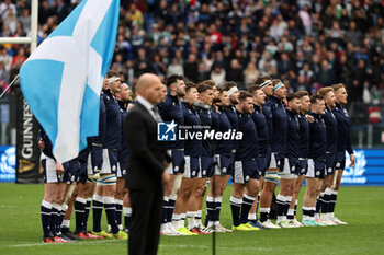 2024-03-09 - Rome, Italy 09.03.2024: Scotland team during anthem before the Guinness Six Nations 2024 tournament match between Italy and Scotland at Stadio Olimpico on March 09, 2024 in Rome, Italy.
 - ITALY VS SCOTLAND - SIX NATIONS - RUGBY