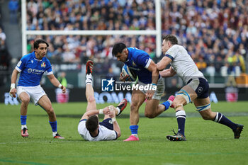 2024-03-09 - Tommaso Menoncello of Italy in action during the 2024 Six nations Championship, rugby union match between Italy and Scotland on March 9, 2024 at Stadio Olimpico in Rome, Italy - RUGBY - SIX NATIONS 2024 - ITALY V SCOTLAND - SIX NATIONS - RUGBY