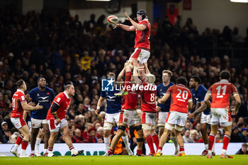 10/03/2024 - Adam Beard of Wales claims the lineout during the 2024 Six nations Championship, rugby union match between Wales and France on 10 March 2024 at Millenium Stadium in Cardiff, Wales - RUGBY - SIX NATIONS 2024 - WALES V FRANCE - 6 NAZIONI - RUGBY