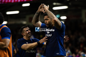 2024-03-10 - Romain Taofifenua of France celebrates scoring his sides fourth try during the 2024 Six nations Championship, rugby union match between Wales and France on 10 March 2024 at Millenium Stadium in Cardiff, Wales - RUGBY - SIX NATIONS 2024 - WALES V FRANCE - SIX NATIONS - RUGBY