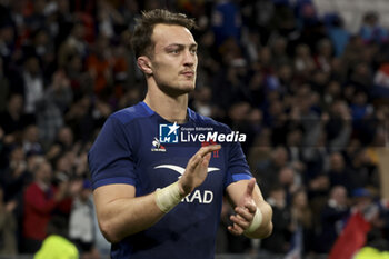 2024-03-16 - Alexandre Roumat of France salutes the supporters following the 2024 Six nations Championship, rugby union match between France and England on March 16, 2024 at Groupama stadium in Décines-Charpieu near Lyon, France - RUGBY - SIX NATIONS 2024 - FRANCE V ENGLAND - SIX NATIONS - RUGBY
