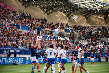 2024-04-14 - Annaelle Deshaye of France and Emeline Gros of France during the Women's Six Nations 2024, rugby union match between France and Italy on April 14, 2024 at Jean Bouin stadium in Paris, France - RUGBY - WOMEN'S SIX NATIONS 2024 - FRANCE V ITALY - SIX NATIONS - RUGBY