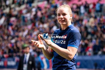 2024-04-14 - Romane Menager of France celebrates the victory after the Women's Six Nations 2024, rugby union match between France and Italy on April 14, 2024 at Jean Bouin stadium in Paris, France - RUGBY - WOMEN'S SIX NATIONS 2024 - FRANCE V ITALY - SIX NATIONS - RUGBY