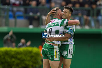 2024-04-20 - Tomas Albornoz celebrate Andy Uren try - BENETTON RUGBY VS DRAGONS - UNITED RUGBY CHAMPIONSHIP - RUGBY