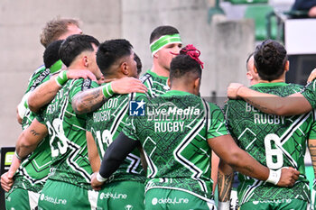 2024-10-05 - Actions of the game and players' images during the match between Benetton Rugby vs Leinster Rugby match at Monigo Stadium - October 5, 2024, during the United Rugby Championship 2024/2025 - BENETTON RUGBY VS LEINSTER RUGBY - UNITED RUGBY CHAMPIONSHIP - RUGBY