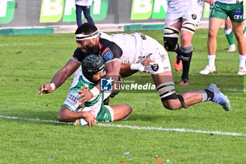 2024-10-12 - Try of Rhino Smith ( Benetton Rugby ) during the match between Benetton Rugby vs Hollywoodbets Sharks match at Monigo Stadium - October 12, 2024, during the United Rugby Championship 2024/2025 - BENETTON RUGBY VS HOLLYWOODBETS SHARKS - UNITED RUGBY CHAMPIONSHIP - RUGBY