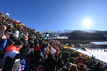 2024-01-20 - A view from Antholz Biathlon principal stand during the start of the race - IBU BIATHLON WORLD CUP 2024 - SINGLE MIXED RELAY (W+M) - BIATHLON - WINTER SPORTS