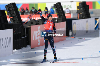 21/01/2024 - Vetle Sjaastad Christiansen (NOR) celebrating the victory on the finish line - IBU BIATHLON WORLD CUP 2024 - MEN'S 15KM MASS START - BIATHLON - SPORT INVERNALI