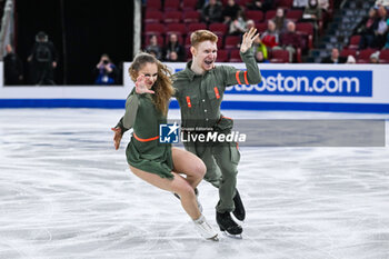 2024-03-22 - Anna Simova and Kirill Aksenov (SVK) during the ISU World Figure Skating Championships on March 22, 2024 at Bell Centre in Montreal, Canada - SKATING - WORLD FIGURE SKATING CHAMPIONSHIPS 2024 - ICE SKATING - WINTER SPORTS
