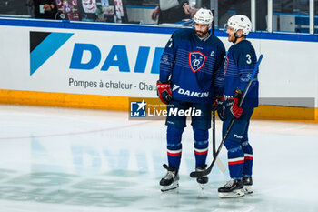 2024-04-24 - Sacha TREILLE of France and Charles BERTRAND of France during the International Friendly Ice Hockey match between France and Slovenia on April 24, 2024 at Aren’Ice in Cergy-Pontoise, France - ICE HOCKEY - FRIENDLY GAME - FRANCE V SLOVENIA - ICE HOCKEY - WINTER SPORTS