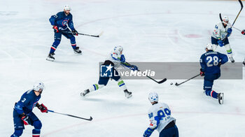 2024-04-24 - Axel PRISSAINT of France during the International Friendly Ice Hockey match between France and Slovenia on April 24, 2024 at Aren’Ice in Cergy-Pontoise, France - ICE HOCKEY - FRIENDLY GAME - FRANCE V SLOVENIA - ICE HOCKEY - WINTER SPORTS