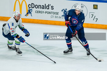2024-04-24 - Kevin BOZON of France during the International Friendly Ice Hockey match between France and Slovenia on April 24, 2024 at Aren’Ice in Cergy-Pontoise, France - ICE HOCKEY - FRIENDLY GAME - FRANCE V SLOVENIA - ICE HOCKEY - WINTER SPORTS