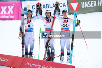 2024-10-27 - FIS Ski World Cup 2024-2025 - Men 's World Cup giant slalom Solden Saturday 27 October 2024 Podium First place: Steen Olson Alexander (NOR) Third place: Henrik Kristoffersen (NOR) Third place: Mc Grath Atle Lie (NOR) - GIANTS SLALOM MEN WORLD CUP - ALPINE SKIING - WINTER SPORTS