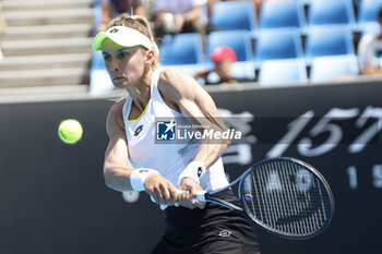 2024-01-14 - Lesia Tsurenko (UKR) In action during their round one singles match against Lucia Bronzatti (ITA) on day one of the 2024 Australian Open at Melbourne Park on January 14, 2024 in Melbourne, Australia. - AUSTRALIAN OPEN - INTERNATIONALS - TENNIS