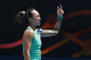 2024-01-20 - Qinwen Zheng (CHN) in action during their round three singles match against Yafan Wang (CHN) - AUSTRALIAN OPEN - INTERNATIONALS - TENNIS